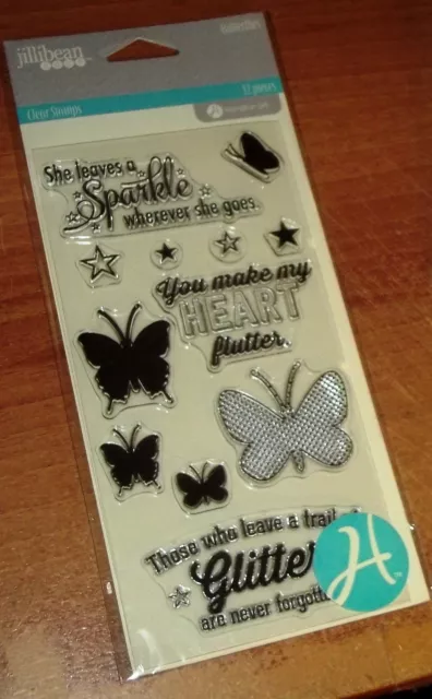 CLEAR ACRYLIC HAMPTON ART STAMPS BUTTERFLIES ~ She leaves a Sparkle wks CTMH blk