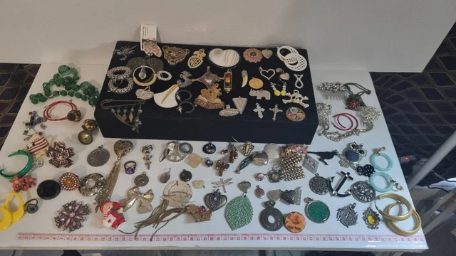 Large Bulk Craft Lot - Vintage to Now Pendants, Earrings, Rings, Brooches & More
