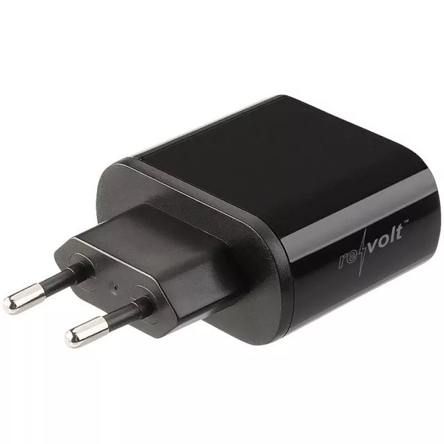 revolt 2-Port-USB-Netzteil mit 2x USB-A, Quick Charge & Display, 18W, schwarz 3