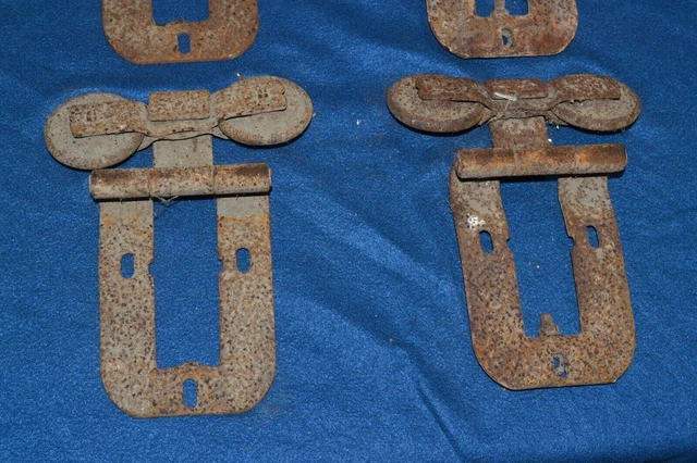 Lot Of 6 Vintage Double Wheel Barn Door Rollers Hardware Used Rusty 10