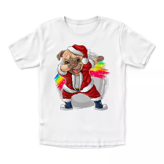 T-shirt divertente dabbing carlino di Babbo Natale bambini regali di danza di Natale per regalo tampone cane