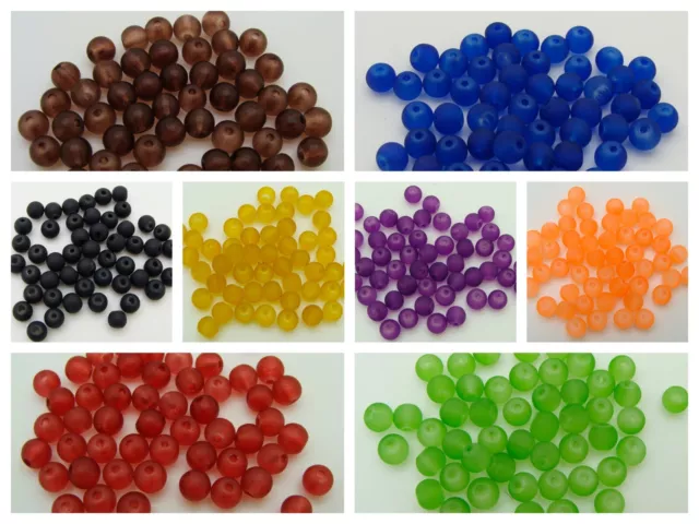 50 perles Rondes 6mm VERRE dépoli  aspect givré couleur au choix DIY Bijoux