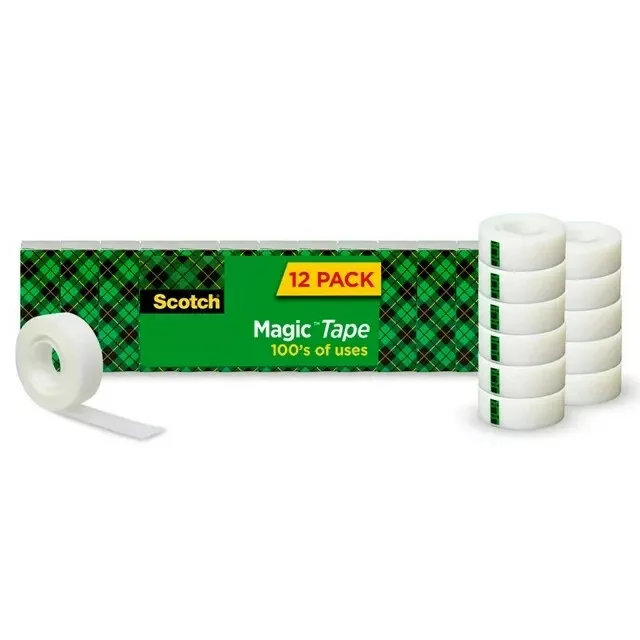 Scotch Magic Tape, Invisible, 12 Tape Rolls