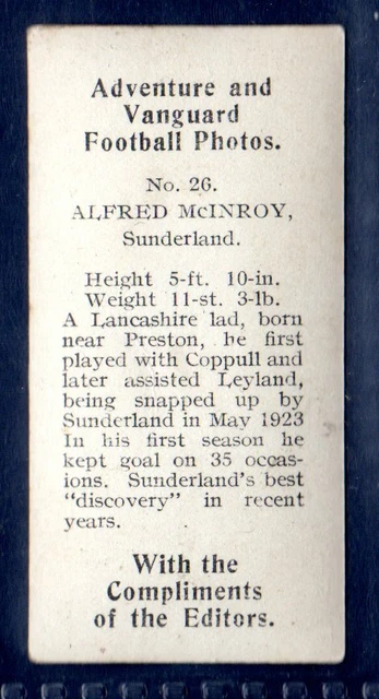 ALFRED McINROY, SUNDERLAND - Thomson Adventure & Vanguard Fußballfotos 2