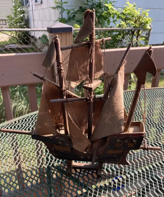 Antique Wooden Merchant Sailing Ship Vessel  - Shelf Display Model