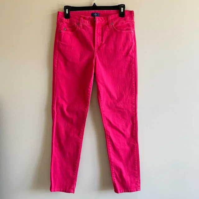 NYDJ Alisha Fitted Ankle Jeans Size 6 Fushia Crop Pants Tapered Leg Slim 77610DT