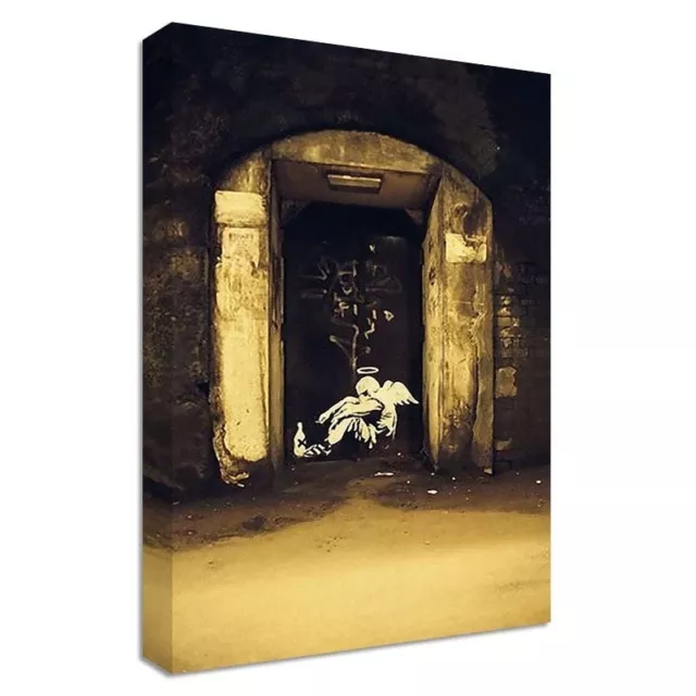 Banksy Fallen Angel Canvas LARGE WALL ART print street cans film brick paint
