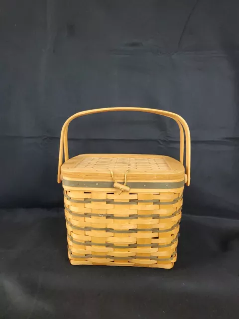 Longaberger Wicker  1996 Remembrance Basket Hinged Flip Lid Inserts Signed