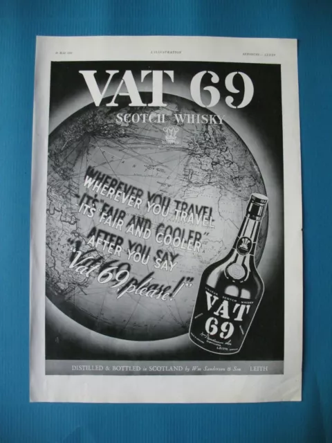 Publicite De Presse Vat 69 Scotch Wisky French Ad 1937