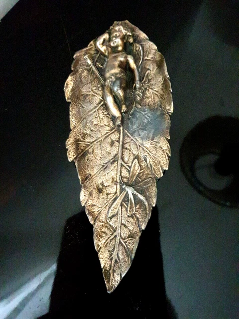 Broche-pendentif Oiseau Sur Feuille Béatrice Chateau - Bronze Doré - Années 1990