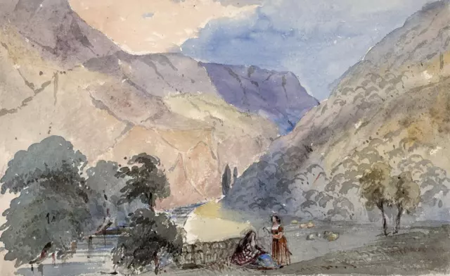 CAROLINE ANN BRERETON Watercolour Painting ASHOPTON DERBYSHIRE 1850