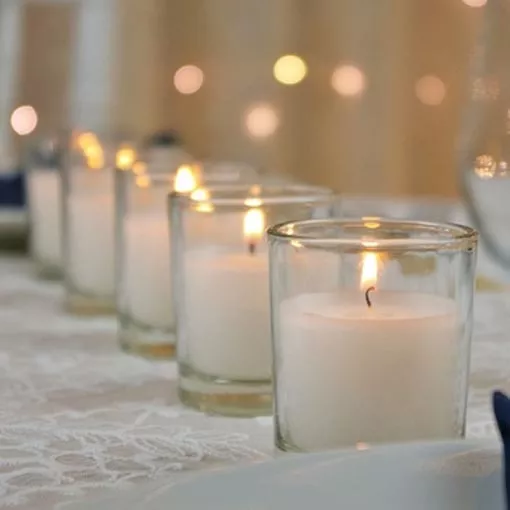 150 White Wax Glass Holder Votive Table Candle Wedding Anniversary Party Event