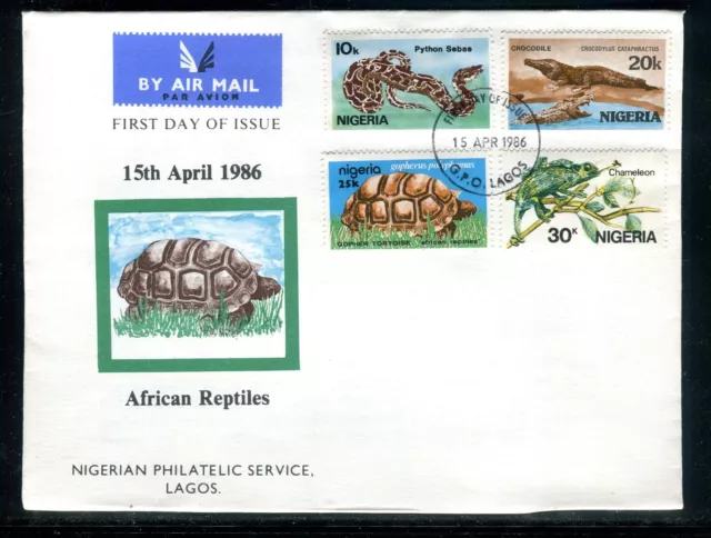 Nigeria - Enveloppe FDC en 1986 - Reptiles -  F 165