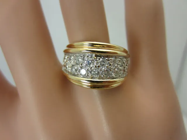 14k Gelbgold und Pave Diamant Ehering 0.95 Karat Tw