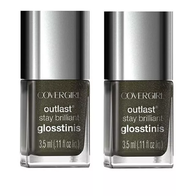 2 PACK Covergirl Outlast Stay Brilliant Glosstinis Nail Polish, 640 Black Heat