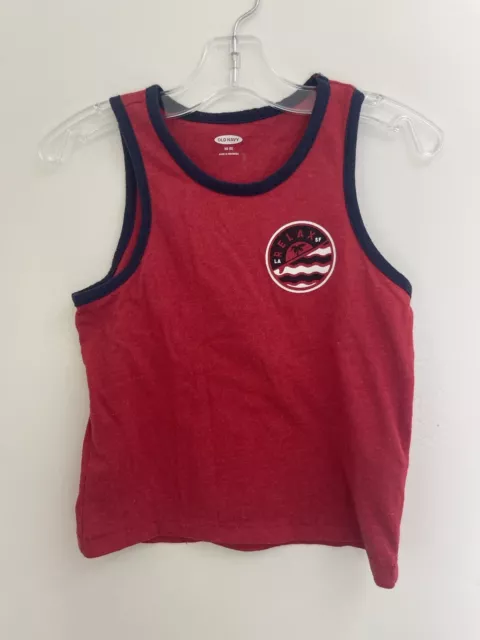 Old Navy Kids Boys Solid Red Lightweight Cotton Blend Ringer Tank Top Red XS 5