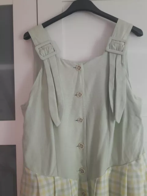 DamenKleid  Trachtenkleid Trägerkleid Dindl gelb-grün-weiß  Damen Gr.40 2