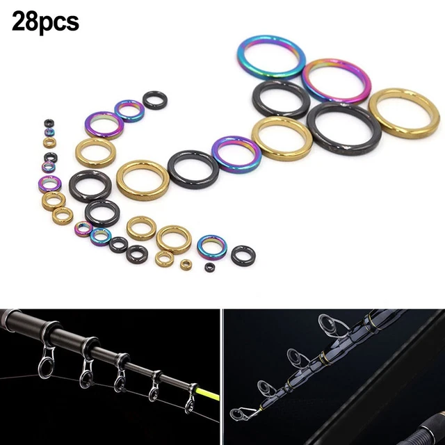 THKFISH Anelli Canna da Pesca Kit di riparazione per canne da pesca Acciaio inossidabile Guida agli anelli in ceramica Nero Telaio-35 pezzi
