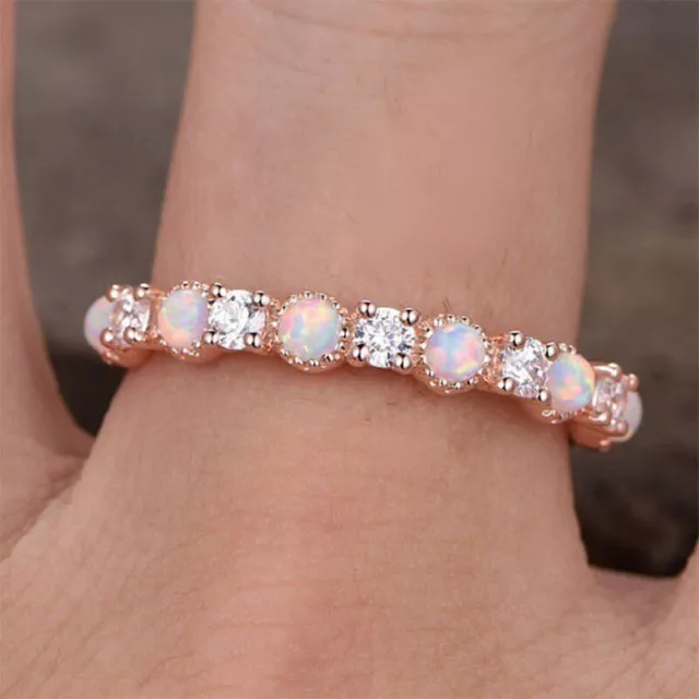 Fabulous Women's Rose Gold Ring High Quality Round Cut Rhinestone Rings Jewelry