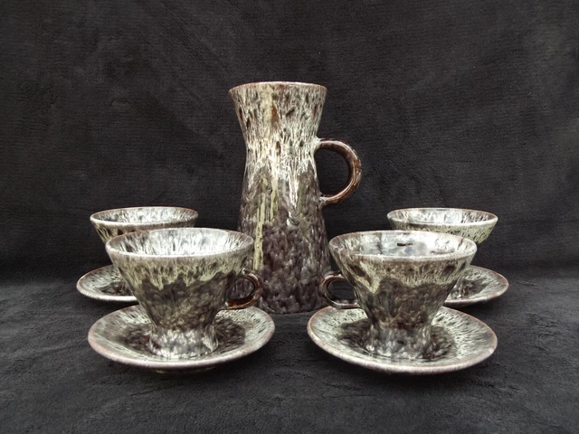 Service à Chocolat Vintage Choky : 6 Tasses Et Soucoupes En Céramique, Bon état