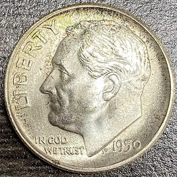 1950 S 90% Silver Roosevelt Dime Original Choice BU Nice Coin Free Shipping!