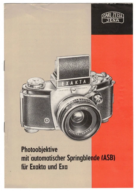 Prospekt Carl Zeiss Jena Photoobjektive Exakta Exa 1961