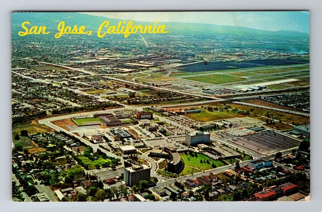 San Jose CA-California Aerial View Civic Center, Antique, Vintage c1970 Postcard