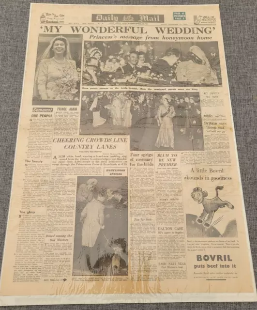 Tägliche Post Prinzessin Königin Elizabeth Ii Hochzeit 21. Nov 1947 Zeitung