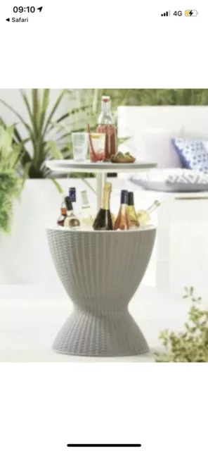 Gardenline Small Rattan Effect Table & Ice Bucket Garden Furniture 24hr Dispatch