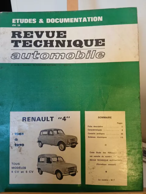 Revue technique automobile " RENAULT 4 " 1961 a 1970 Tous Modèles 4 Et 5 CV