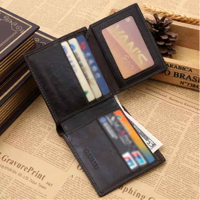 Genuine Leather Mens Purse Bifold Credit Card Wallet RFID Blocking Anti Scan OZ 2