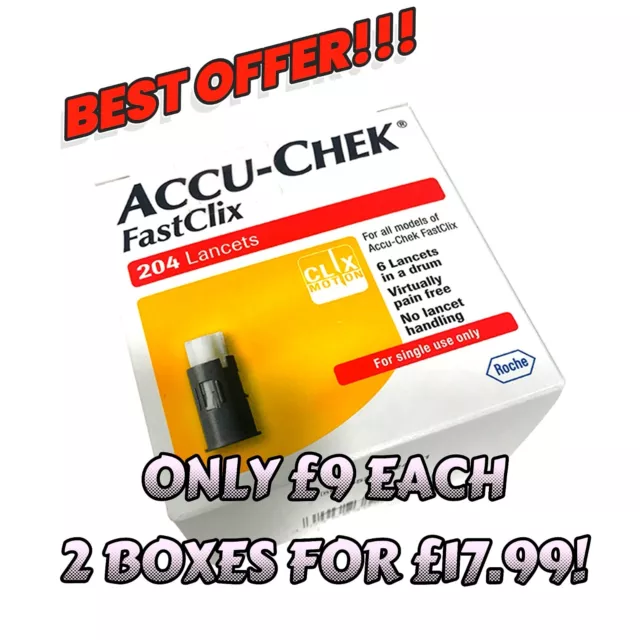 Accu-Chek FastClix Lancet - 2 Boxes of 204 Lancets FAST DELIVERY!