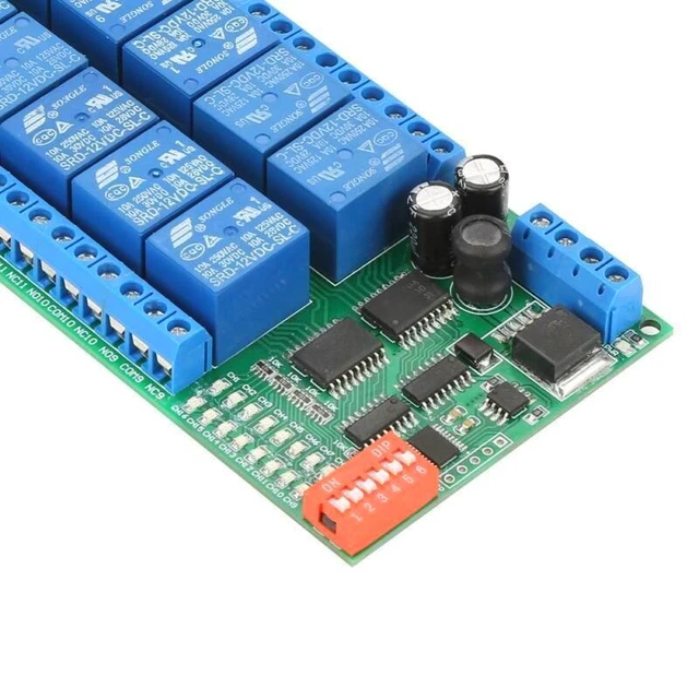 16CH 12V Modbus RTU RS485 Relaismodul Schaltplatine für SPS MCU Lampe