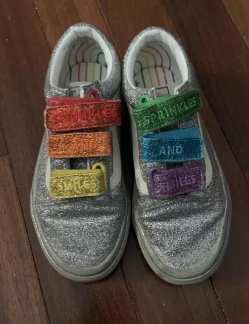 Vans X Flour Shop Tennis Shoes by Amirah Kassem Silver Glitter Shoes  womens 5.5