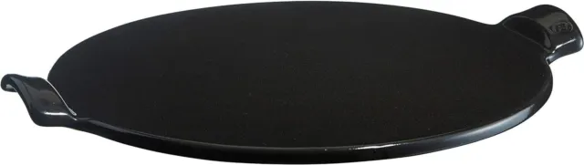 Emile Henry EH Smooth Pizza Stone - Charcoal, Large Handles, Oven Safe