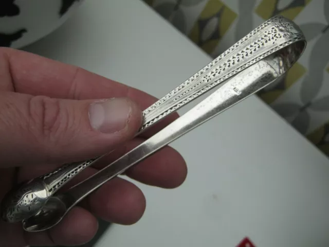 London 1791 Georgian Sterling Silver Sugar Tongs Bows Charles Hougham