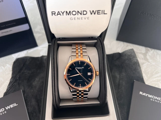 RAYMOND WEIL FREELANCER Two Tone Black Dial Automatic Mens Watch