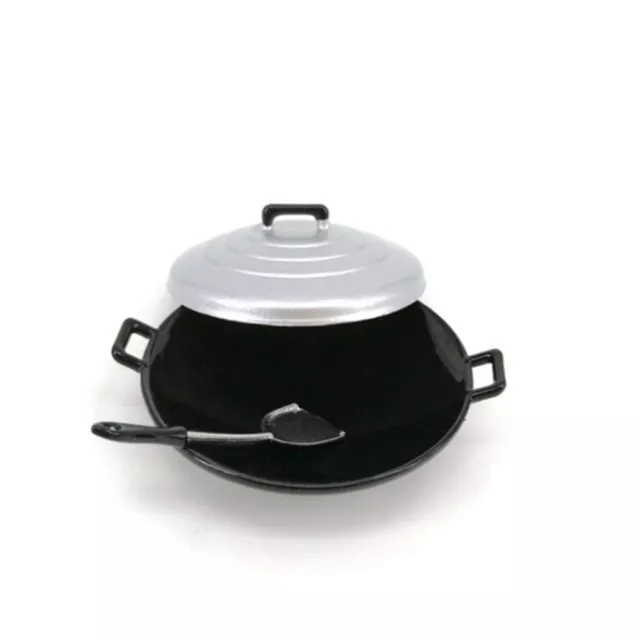 3Pcs/set 1:12 dollhouse miniature kitchen wok pot cover pancake turner toys  ZT