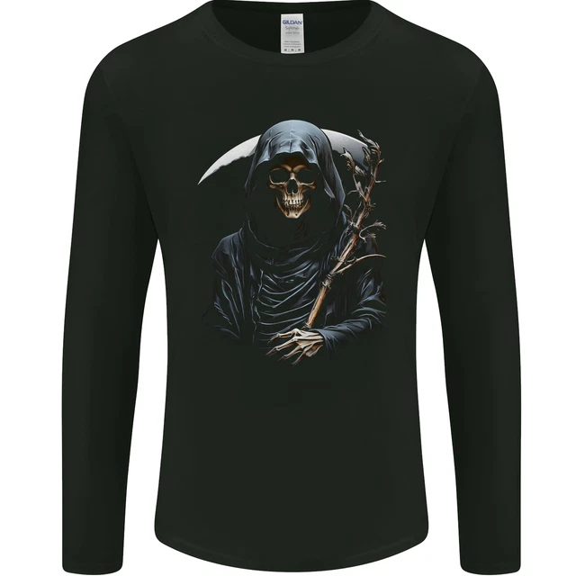 T-shirt Manches Longues Virus Style - Motif Crâne, Grenade, équipe Terreur - Taille L, Noir