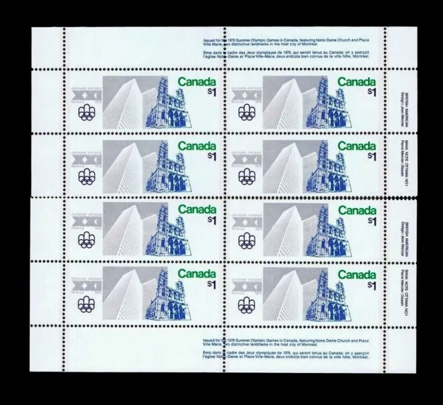Canada — Olympic / Notre Dame & Place Ville #687 (Miniature Pane of 8 — RL) MNH