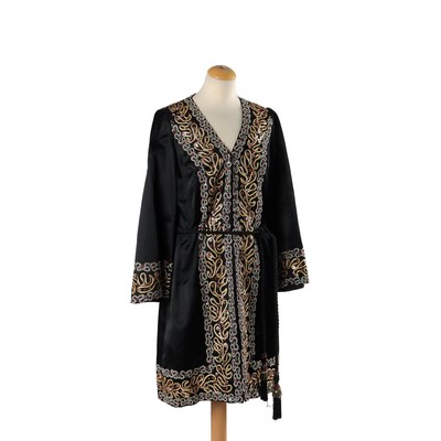 Superbe Monsoon Noir & Bleu Sarcelle Tropical Imprimé Wiggle Crayon Robe Taille 8 