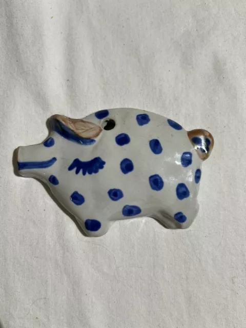 M.A. Hadley Vintage Ceramic Pottery Pig Ornament Wall Hanging EUC