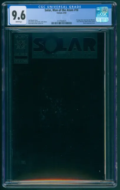 Solar Man Of The Atom #10 CGC 9.6 NM+ 6/92 Valiant Black Embossed Cover