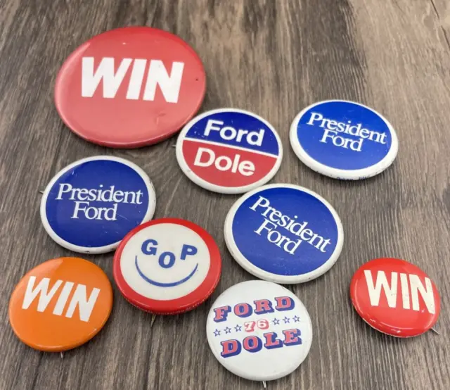Vintage President Ford Dole WIN Pin Lot of 9 Political Button Campaign