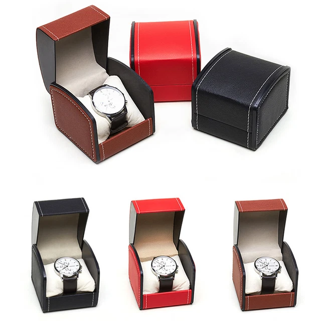 Watch Storage Box Display Case Faux Leather PU Single-Grid Removable Pillow Gift