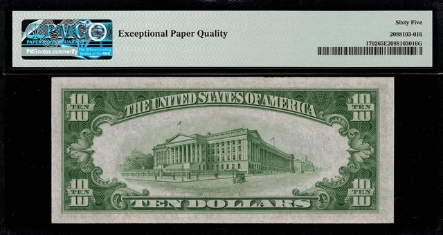 1934A $10 Silver Certificate FR-1702 - Graded PMG 65 EPQ Gem Uncirculated 2