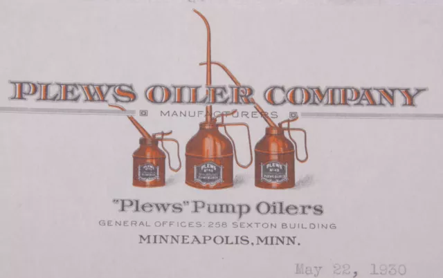 1930 Lamson Goodnow Plews Oiler Company Minneapolis neuf comme neuf signé Ephemera P411D 2