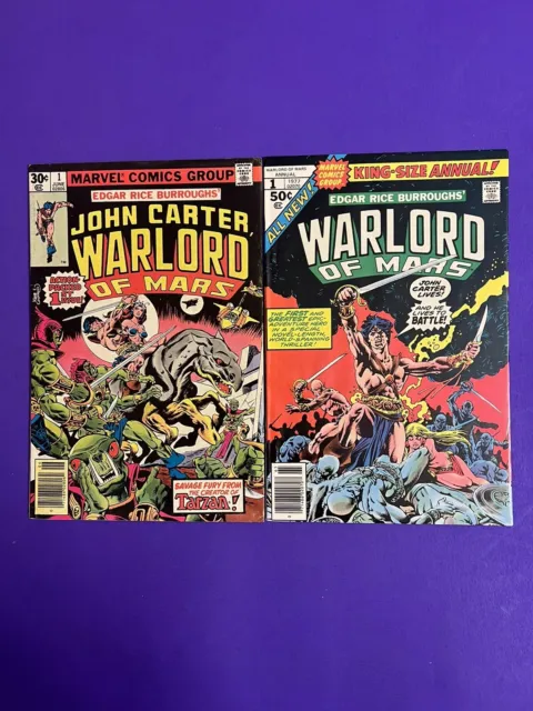 John Carter Warlord Of Mars #1 & King Size Annual #1 Marvel Gil Kane 💥