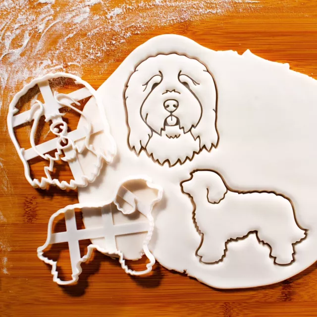 Set of 2 Old English Sheepdog cookie cutters - Bobtail Shepherd sheep dog treats