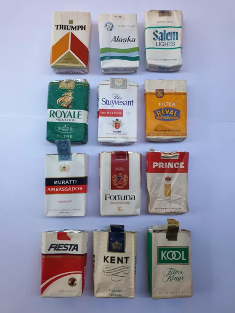 Lotto B 12 Rari Pacchetti Sigarette Estere Morbide Soft Vuoti Vintage Anni 70
